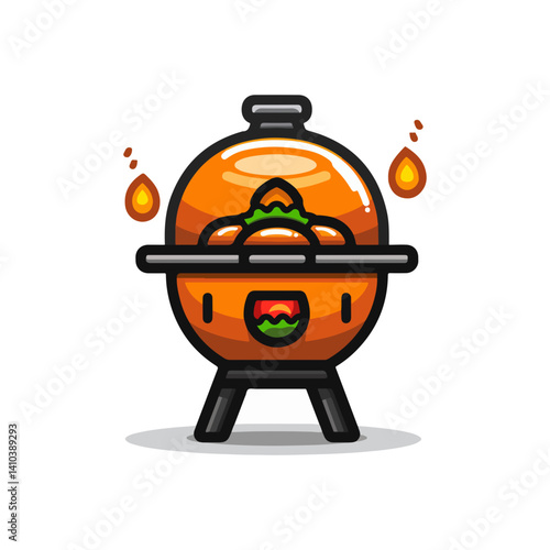 Cartoon Illustration of a Tandoori Oven Cooking Delicious Food