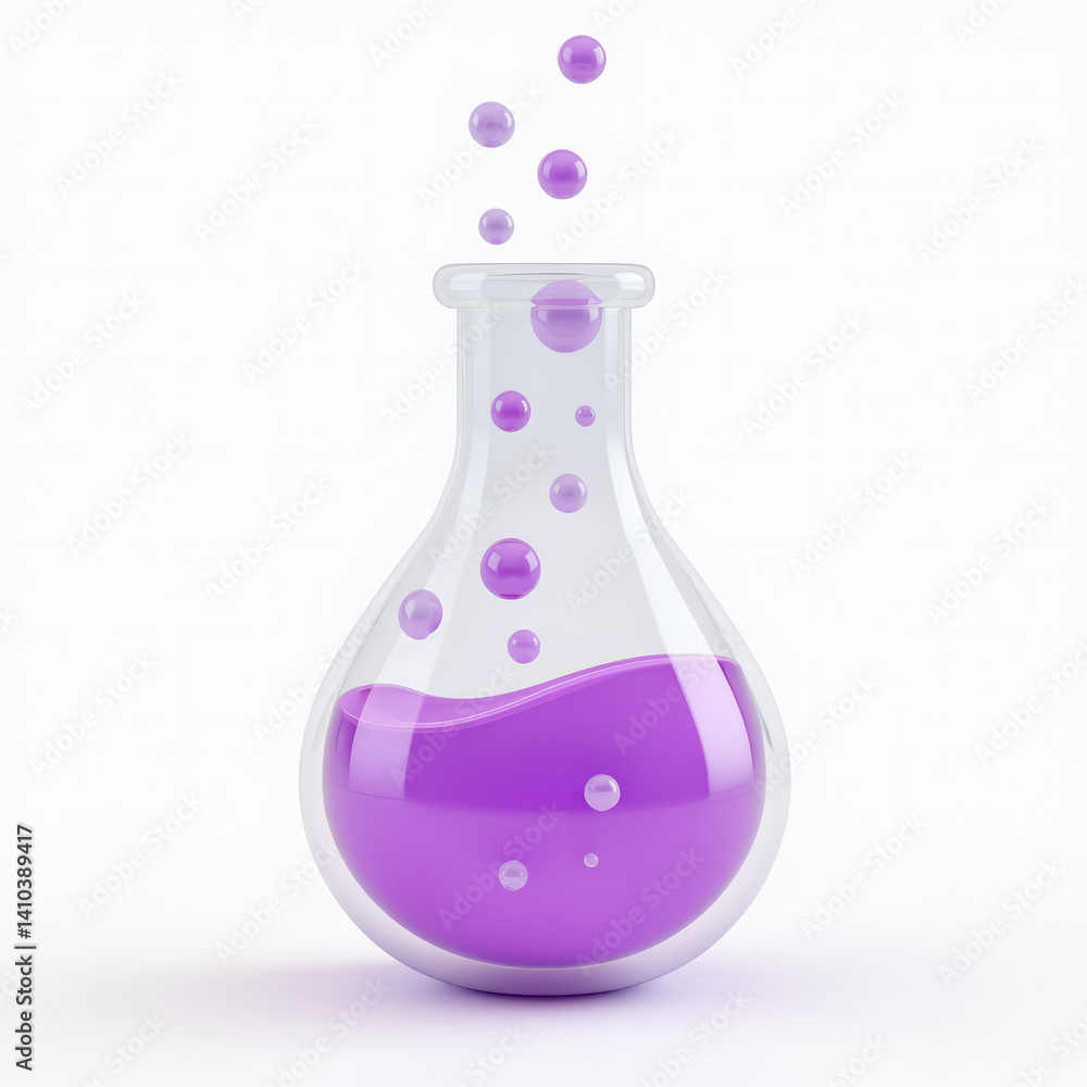 Transparent Beaker with Bubbling Purple Liquid 3D Transparent Beaker with Bubbling Purple Liquid 3D