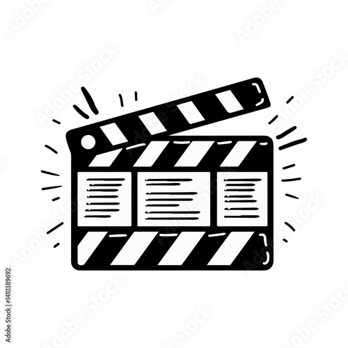 Hand-drawn Clapperboard Illustration Filmmaking, Movie Production, Cinema