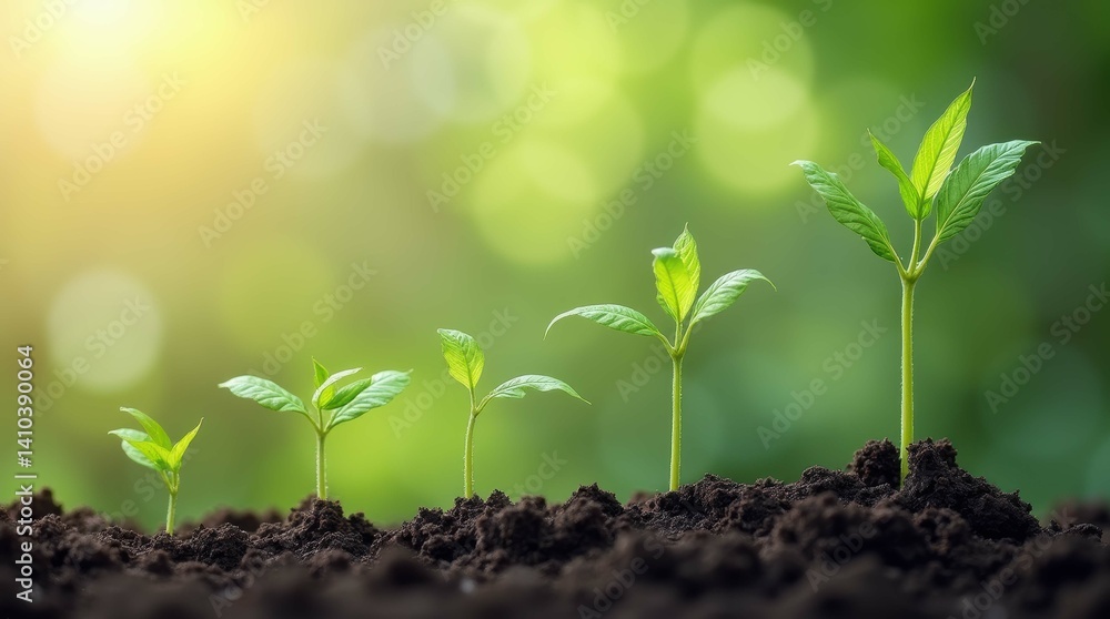 Seedlings Growing in Soil Under Natural Light Seedlings Growing in Soil Under Natural Light