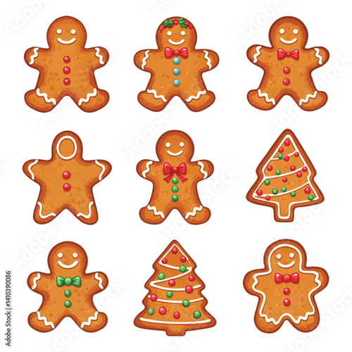 "Festive Gingerbread Cookies: Delightful Holiday-Themed Coloring Page Design"