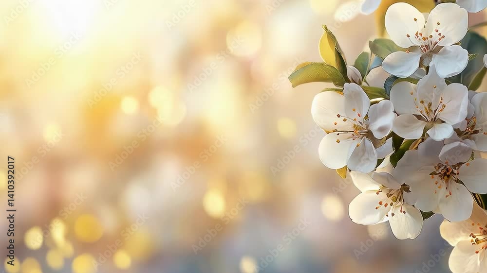 Branches with white apple blossoms sway in the wind. Spring time. Blossoming on a sunny day. Branches with white apple blossoms sway in the wind. Spring time. Blossoming on a sunny day.