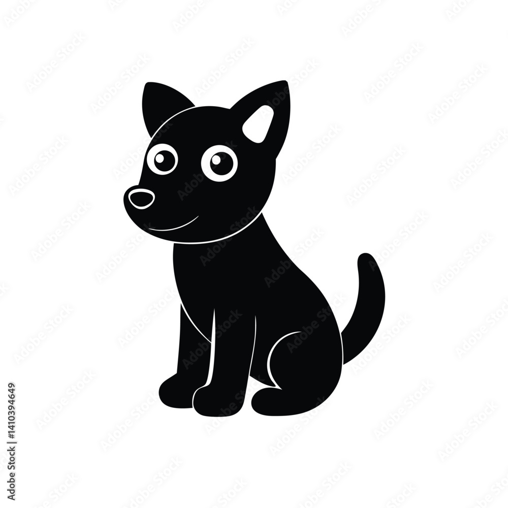 a clean black silhouette vector illustration of a dog sitting on its hind legs. a clean black silhouette vector illustration of a dog sitting on its hind legs.