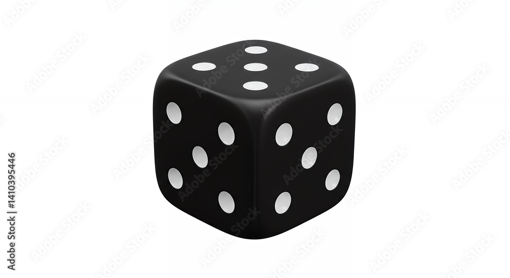 Black die with white dots Black die with white dots