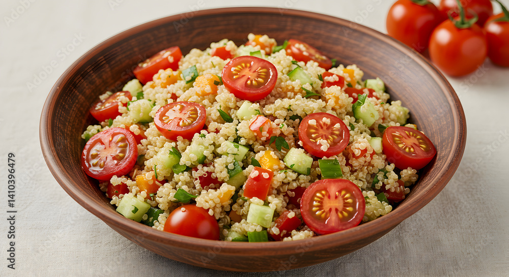 Fresh Quinoa Salad With Tomatoes And Cucumbers Ready To Eat Fresh Quinoa Salad With Tomatoes And Cucumbers Ready To Eat
