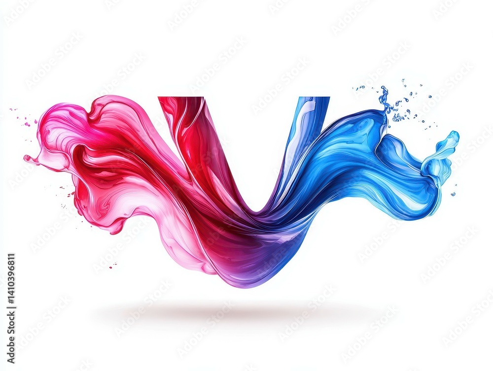 Obraz premium Fluid abstract design featuring vibrant red and blue swirls on a white backdrop.