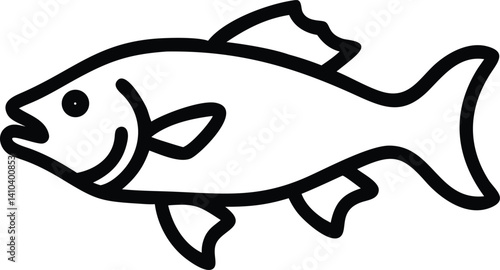 Trout fish, one line art on white background rainbow trout fish engraving A detailed trout fish coloring page A Trout fish line art vector Trout Ocean and River Fish Line Icon Set