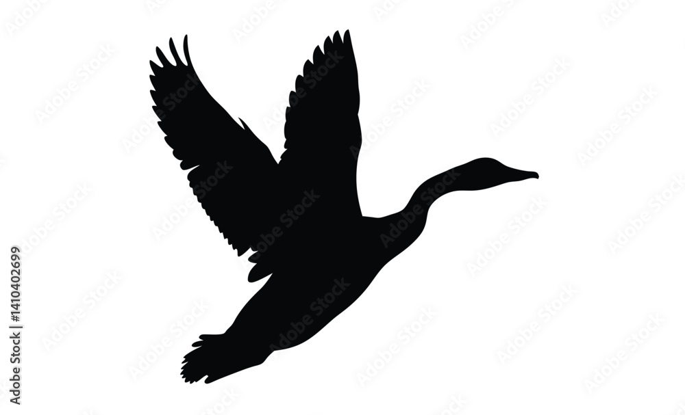 Obraz premium Duck silhouette illustration, Waterfowl bird icon, Simple animal vector design