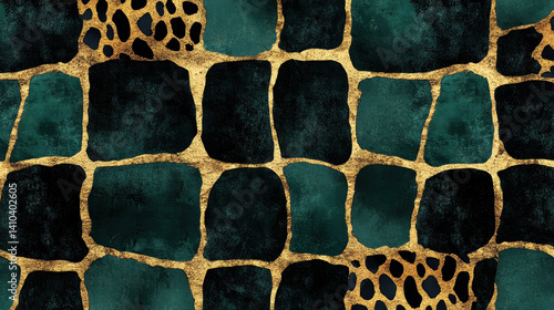 Obraz na płótnie The intricate texture of a stone with golden and green hues w salonie