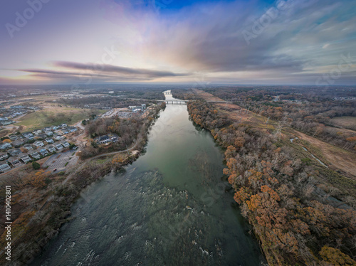 Winter sunset over the Catawba River in Rock Hill, South Carolina