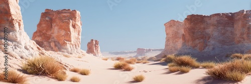 Obraz na płótnie A desert scene with a few large rocks and a few smaller ones w salonie