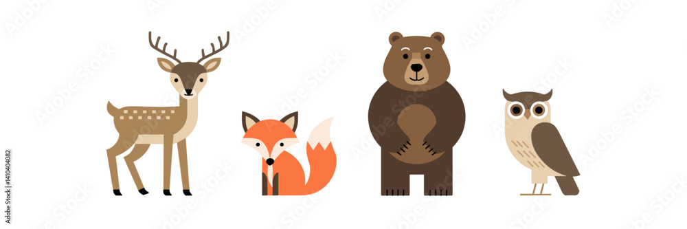 Minimalist vector icons of forest animals – Ideal for eco branding, wildlife apps, or educational materials Minimalist vector icons of forest animals – Ideal for eco branding, wildlife apps, or educational materials