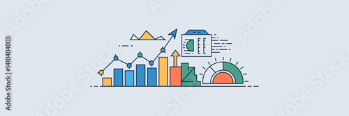Business risk and volatility icons with graph and meter