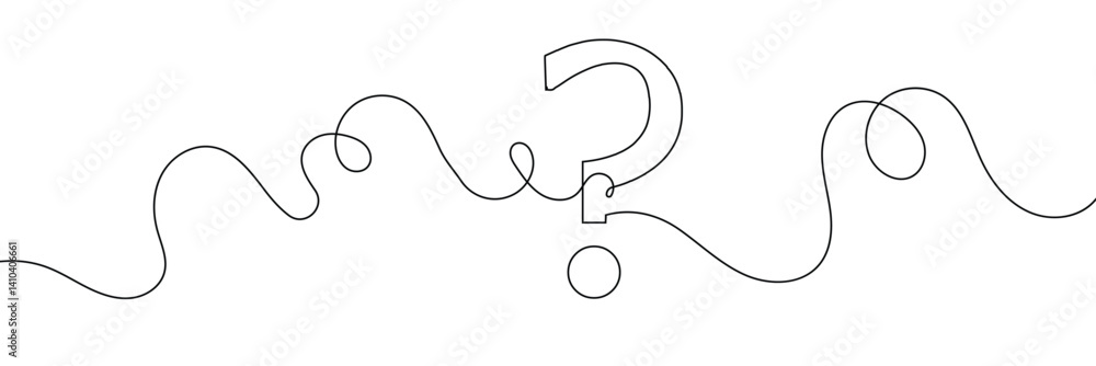 Obraz premium Question mark linear background. One continuous drawing of a question mark. Vector illustration 
