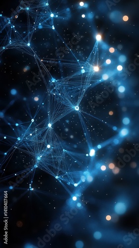 Wallpaper Mural Abstract digital network design featuring glowing blue nodes on a dark background Torontodigital.ca