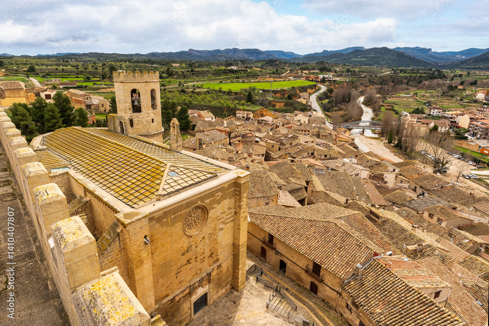 Panoramic view of the medieval village of Valderrobres in the region of Matarrana, Teruel.