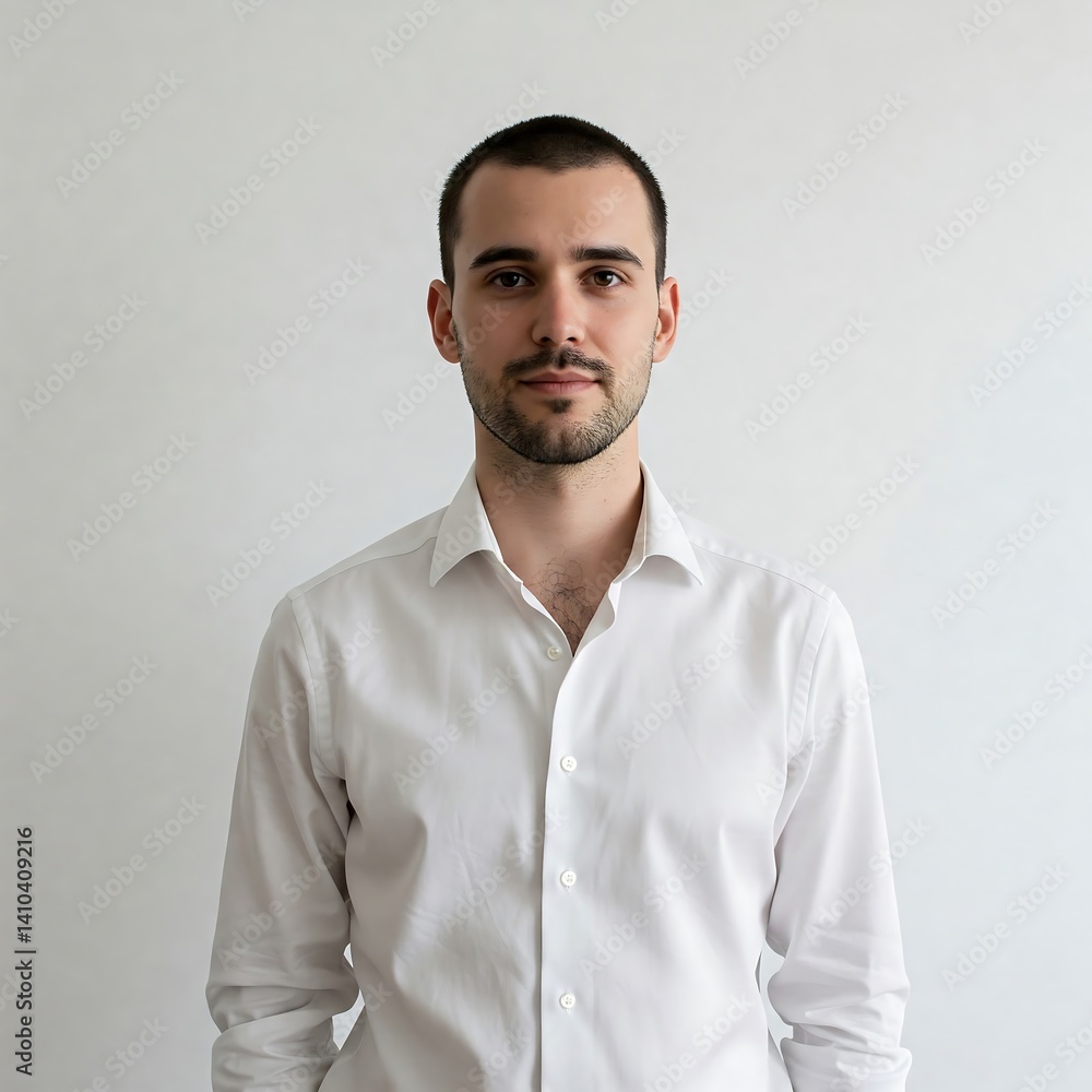 Confident Young Man in White Shirt Portrait Confident Young Man in White Shirt Portrait