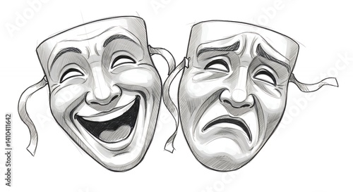 Comedy tragedy masks illustration