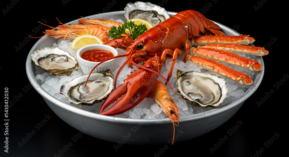 Exquisite Seafood Platter Featuring Lobster Oysters Shrimp and Crab Legs Exquisite Seafood Platter Featuring Lobster Oysters Shrimp and Crab Legs