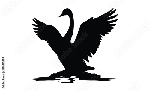 Swan silhouette illustration, Elegant bird icon, Waterfowl vector graphic
