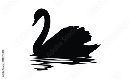 Swan silhouette illustration, Elegant bird icon, Waterfowl vector graphic