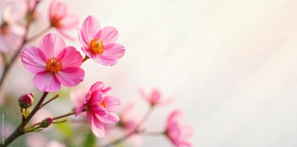Obraz premium Vibrant spring blooms on a soft white background , garden, delicate, paper