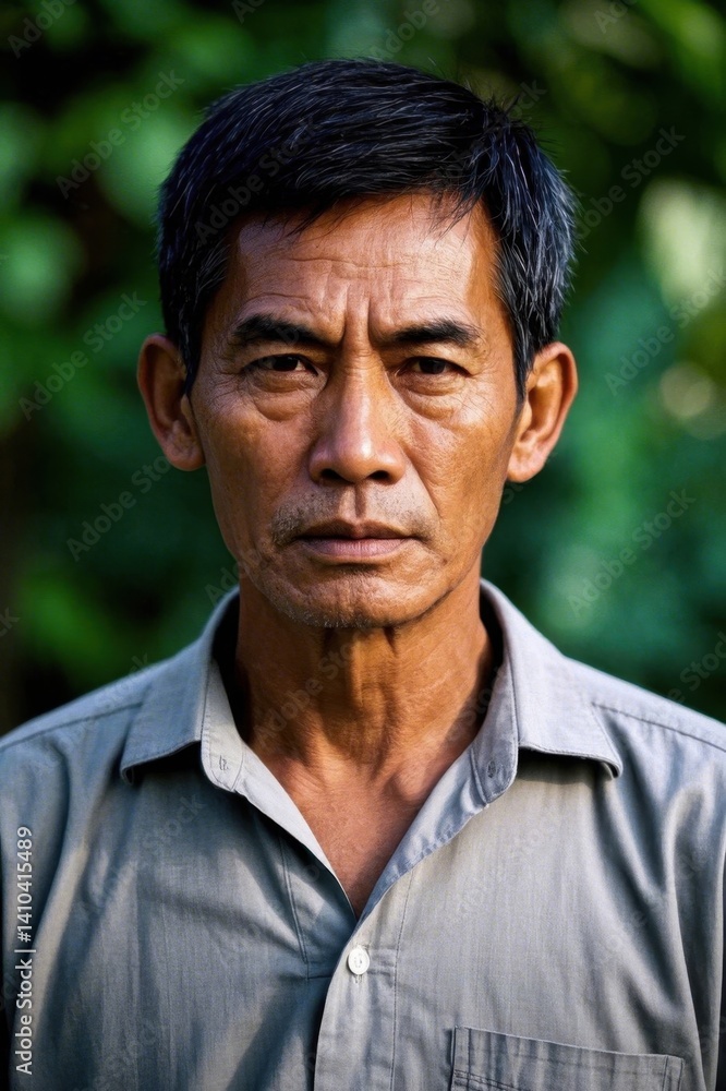 Fototapeta premium arafed man with a gray shirt and a green background