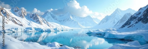 Wallpaper Mural Snowy planet surface with towering glaciers and frozen lakes, snowy, space, planet Torontodigital.ca