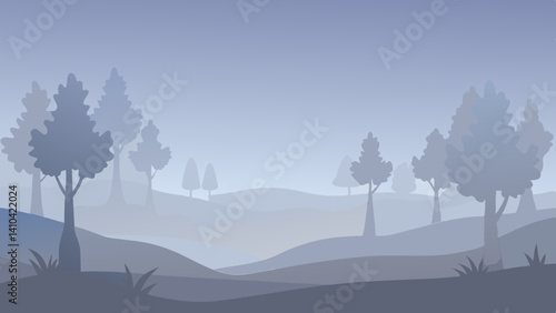 : early morning fog with barely visible trees
