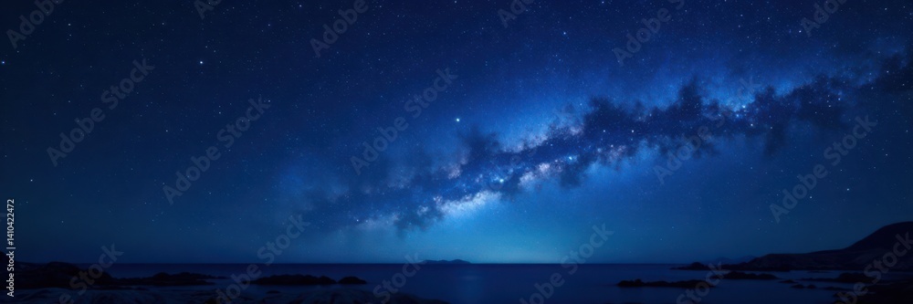 Obraz premium Starry night sky with twinkling stars on dark canvas , astronomy, dark