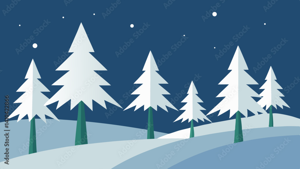 : minimal pine forest with snow covered trees : minimal pine forest with snow covered trees