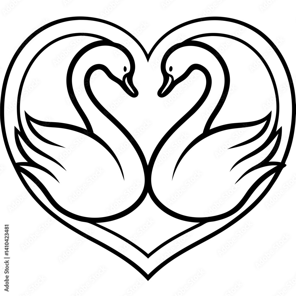 Obraz premium Elegant Swan Heart in Water - Minimal Line Art
