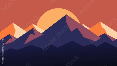  sunset behind a minimalist Himalayan mountain rang