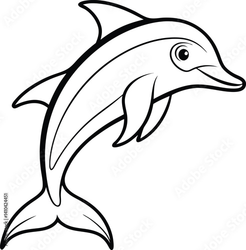 dolphin fish outline isolated on white background