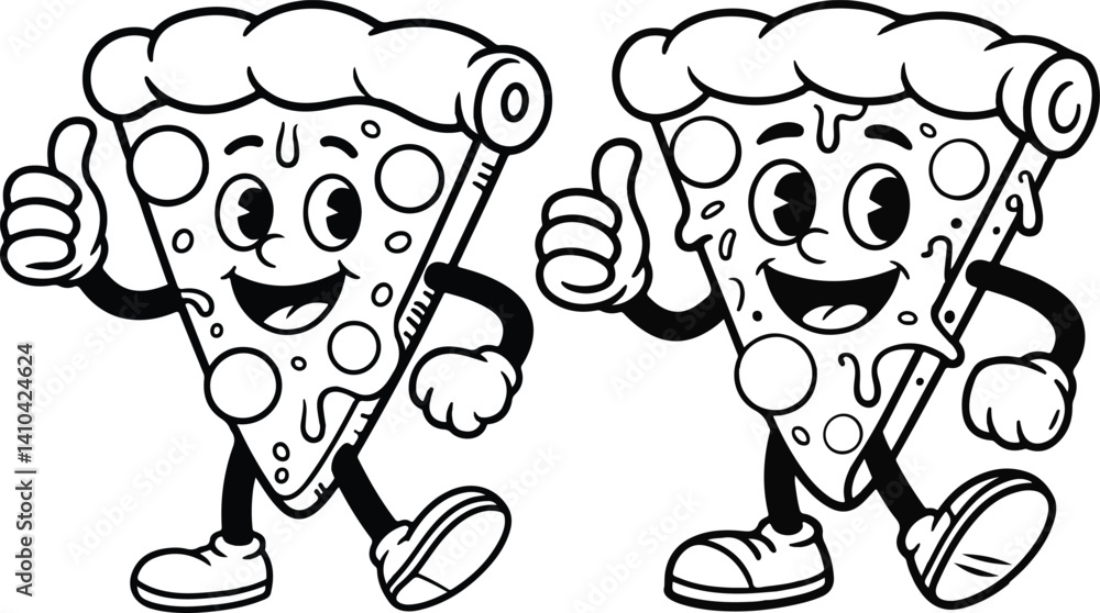 Fototapeta premium Cartoon Pizza Coloring Page