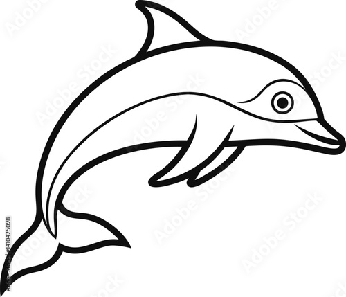 dolphin fish outline isolated on white background