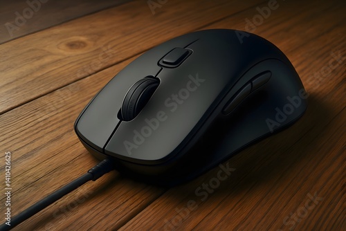 computer mouse on a wooden table