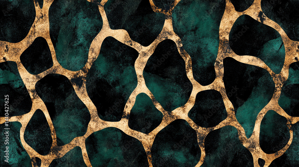 The intricate texture of a stone with golden and green hues
