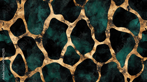 Obraz na płótnie The intricate texture of a stone with golden and green hues w salonie