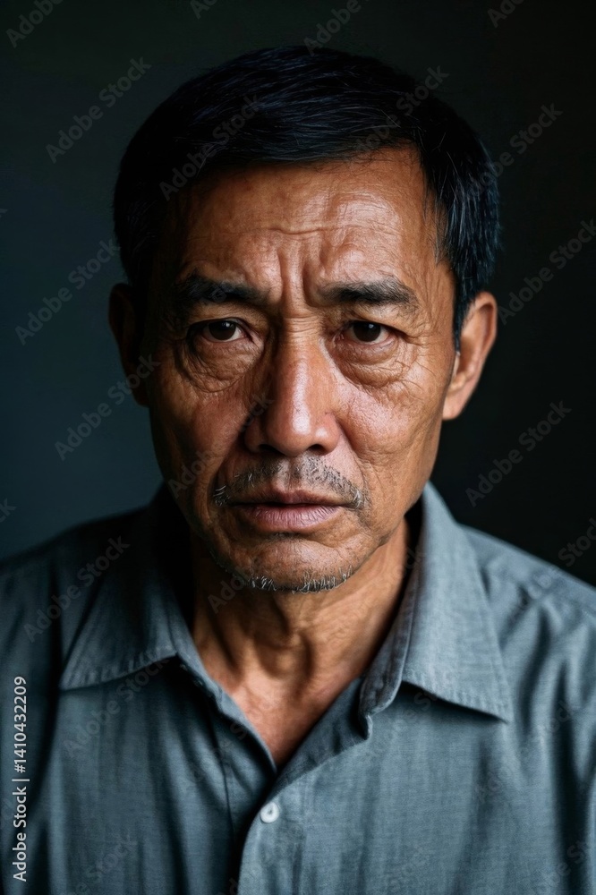 arafed man with a mustache and a gray shirt looks at the camera arafed man with a mustache and a gray shirt looks at the camera