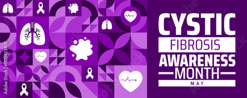 Cystic Fibrosis Awareness Month geometric shape pattern background banner or poster design template. observed every year in May. Holiday concept. Use to any Template, card, poster, placard, template.