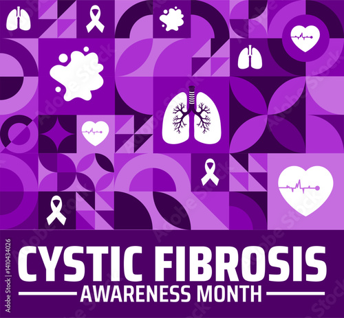 Cystic Fibrosis Awareness Month geometric shape pattern background banner or poster design template. observed every year in May. Holiday concept. Use to any Template, card, poster, placard, template.