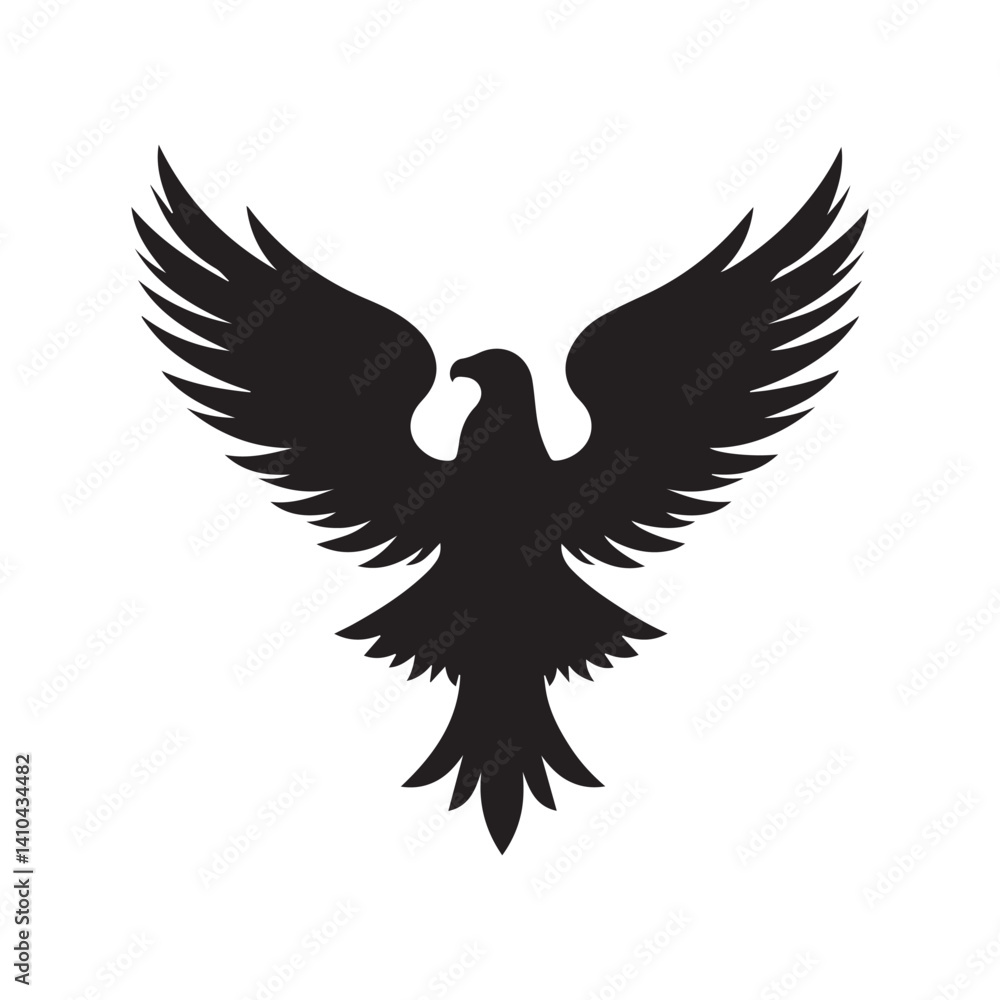 Fototapeta premium Wild Eagle Silhouette Flying Bird Vector Isolated on White Background