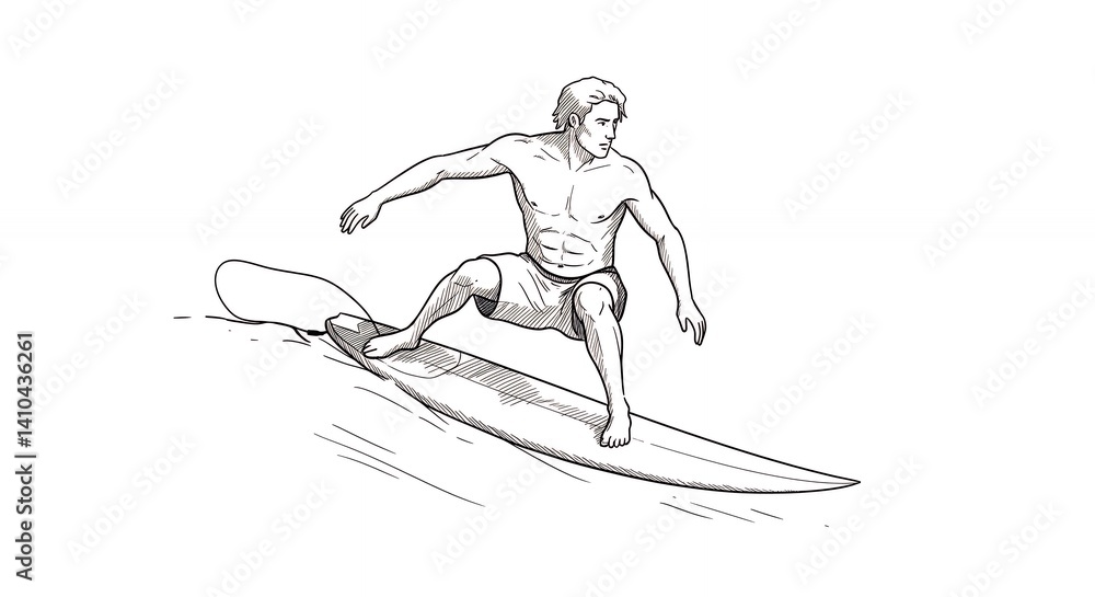 Surfer riding wave illustration Surfer riding wave illustration