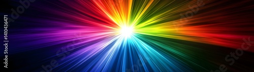 Vibrant Multicolored Light Rays Expanding in a Black Background