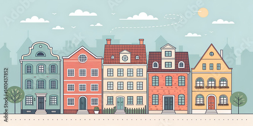 vector illustration of old town street