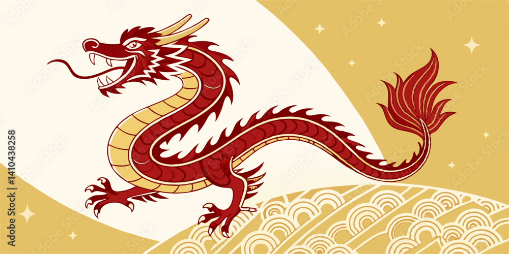 Majestic Chinese Dragon Illustration Symbol of Power, Good Fortune, and Prosperity Majestic Chinese Dragon Illustration Symbol of Power, Good Fortune, and Prosperity