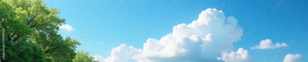Majestic white cloud casting soft shadows on bright blue sky with gentle breeze rustling nearby trees, clouds, landscape, serene Majestic white cloud casting soft shadows on bright blue sky with gentle breeze rustling nearby trees, clouds, landscape, serene