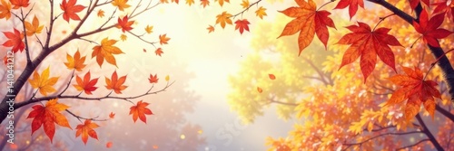 Wallpaper Mural Watercolor design of changing leaves in autumn, color palette, leaves Torontodigital.ca