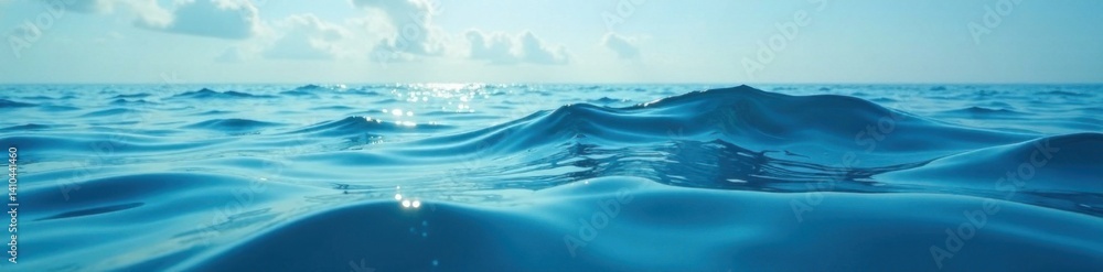 Fototapeta premium Soft gentle water surface with subtle wave ripples and oceanic movement, liquid, subtle, waves
